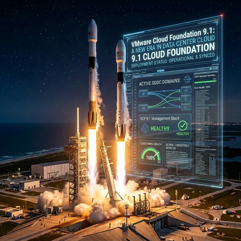 Nighttime rocket launch with software deployment overlay